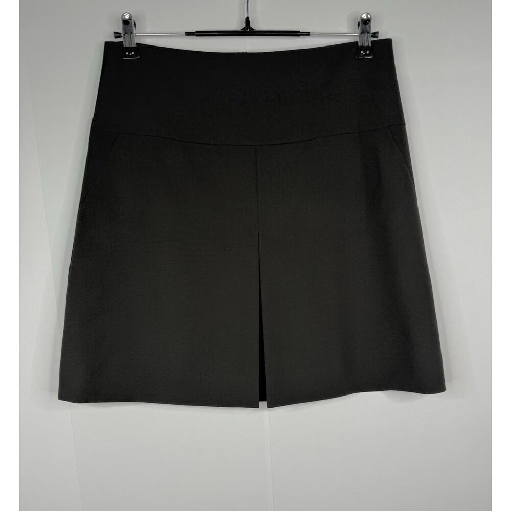 Coach Women's Sz 2 Wool Blend Inverted Pleat A-Line Mini Skirt Black Academia‎